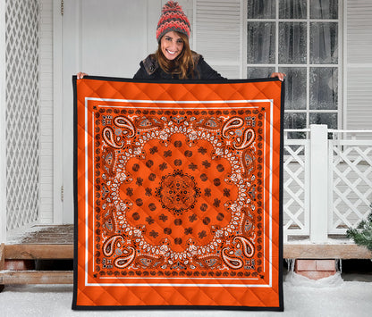 Quilt 2 Black and White on Perfect Orange, White Sq.