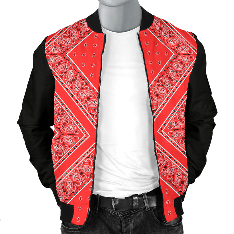 Men's Red X Bandana Bomber Jacket