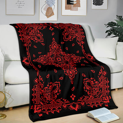 Ultra Plush 3 Red on Black Bandana Throw Blanket