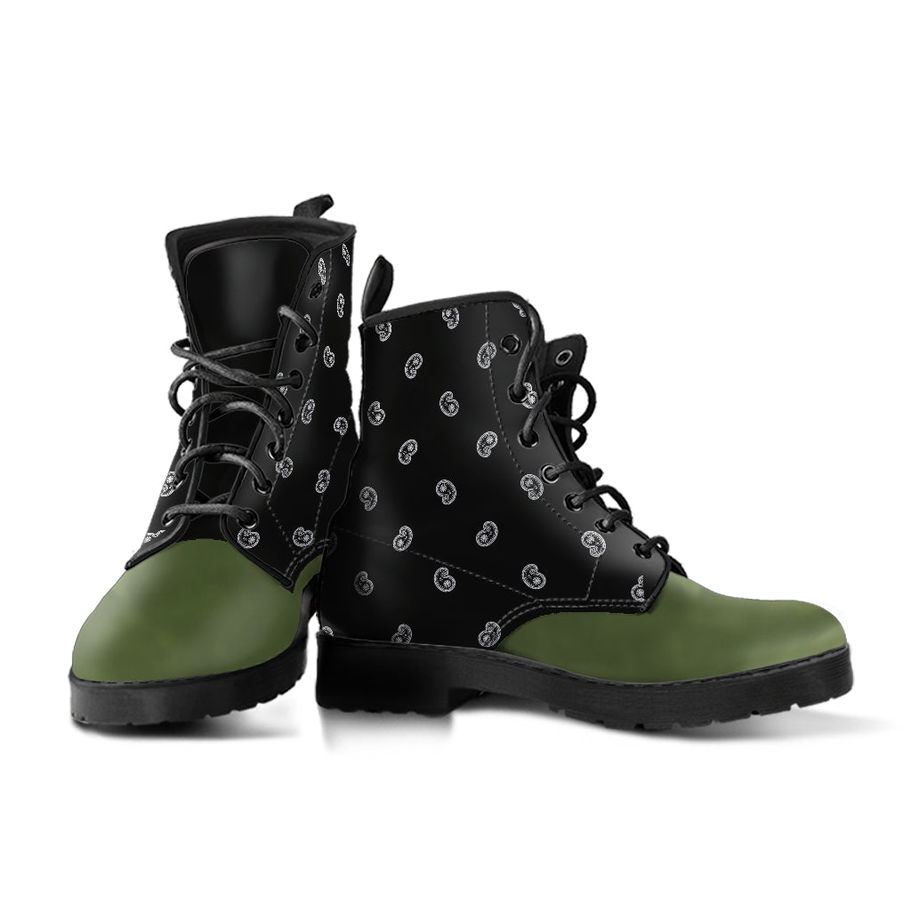 Men's Leather Bandana Boot - Army Green/Black