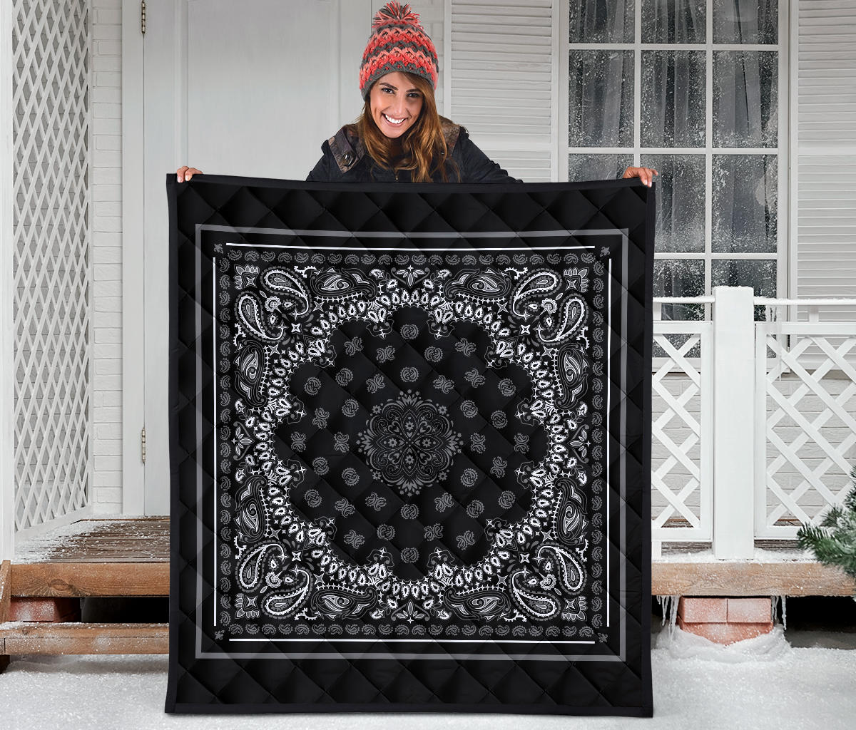 Quilt 2 Gray on Black w Gray Sq.