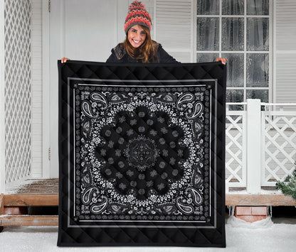 Quilt 2 Gray on Black w Gray Sq.