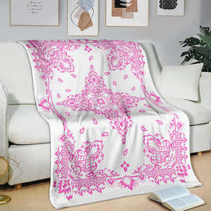Ultra Plush 3 Pink on White Bandana Throw Blanket