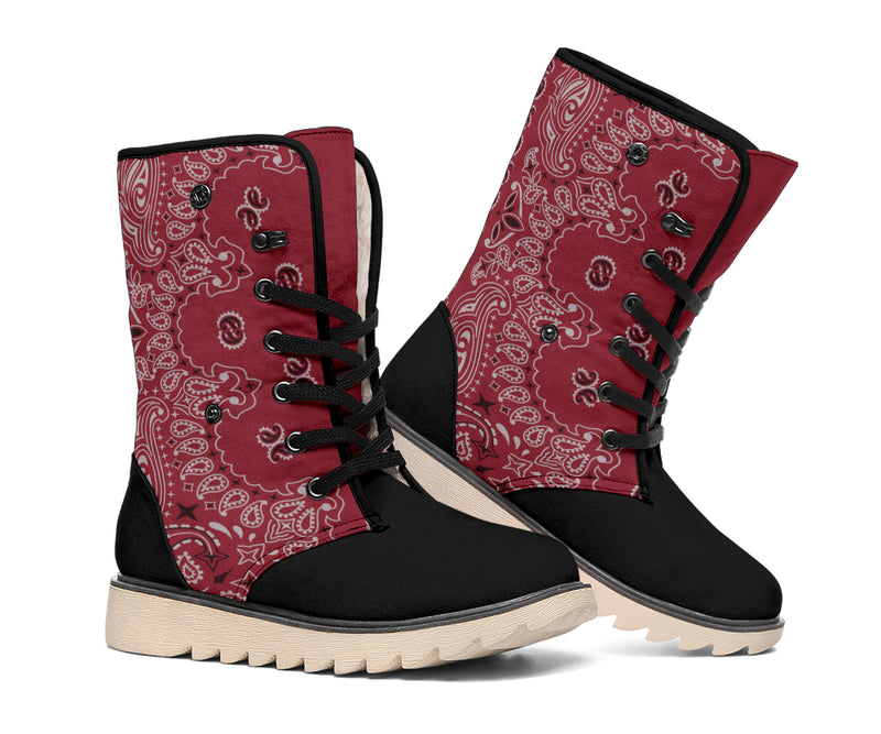 Women's Winter Boots - Bandana3 Maroon & Black