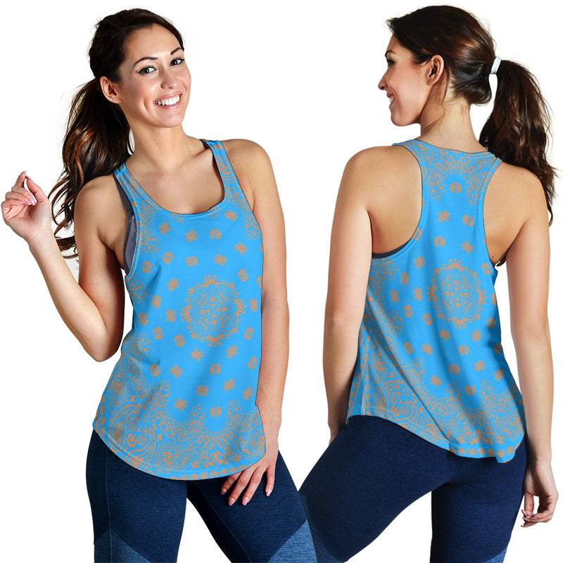 Women's Racerback Tank - Lt Blue and Orange