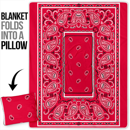 Pillow Blanket - Trad Red/White/Black