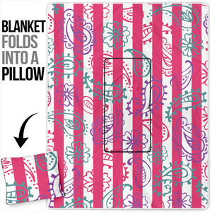 Pillow Blanket - Pink Stripes and Paisley