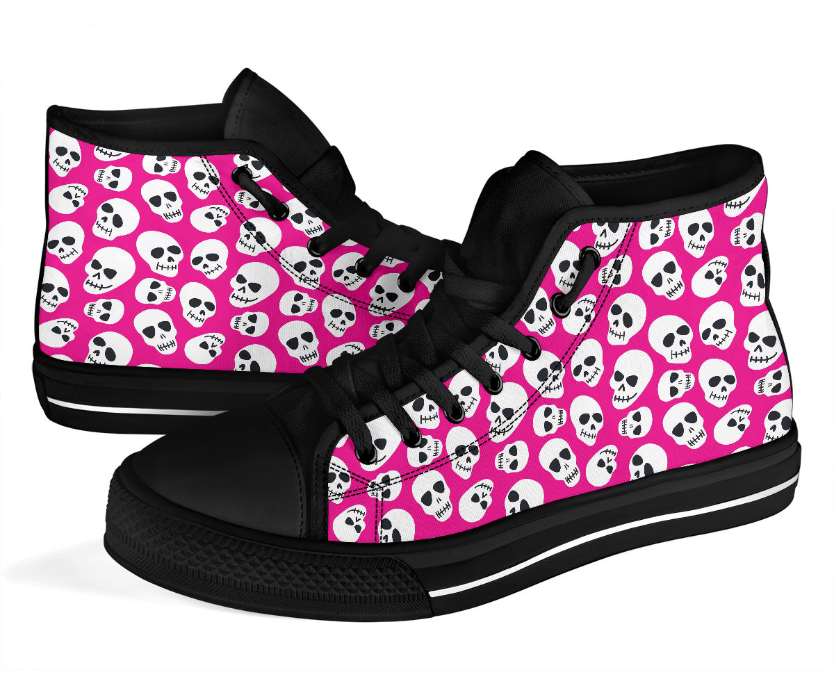 High Top Sneakers - Pink Skulls