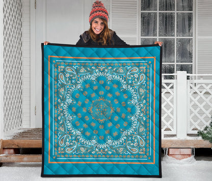 Quilt 2 Orange Bandana on Teal