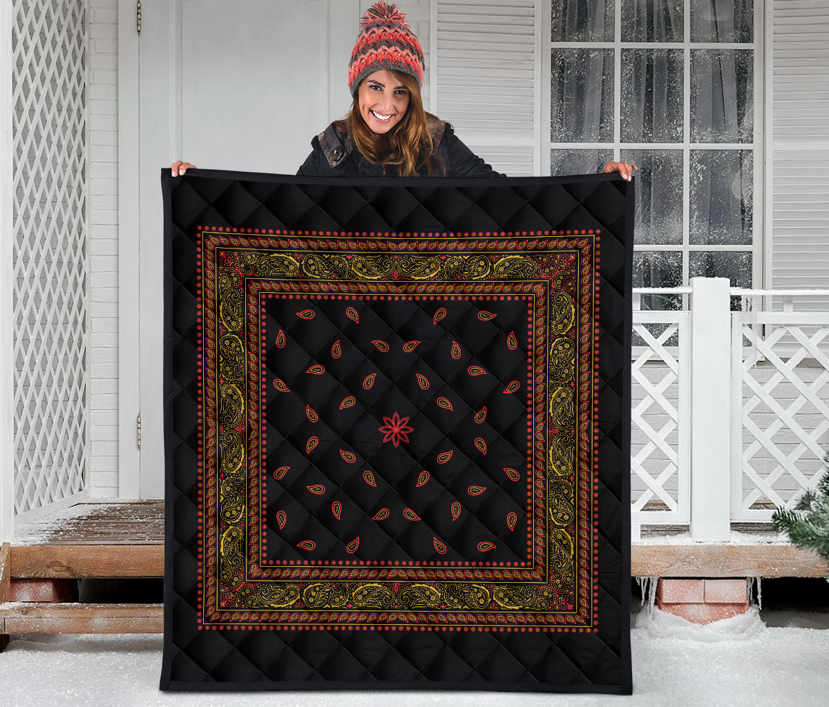 Quilt 4 Red Gold and Black Bandana Quilt
