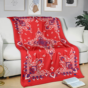 Ultra Plush 3 Red White Blue Bandana Throw Blanket