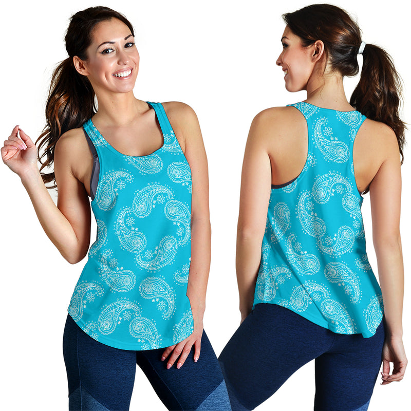 Women's Racerback Tank - Swirl White Lt Teal