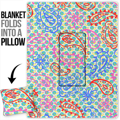 Pillow Blanket - ColorFul Paisley and Dots