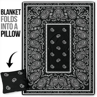 Pillow Blanket - Traditional Black and White