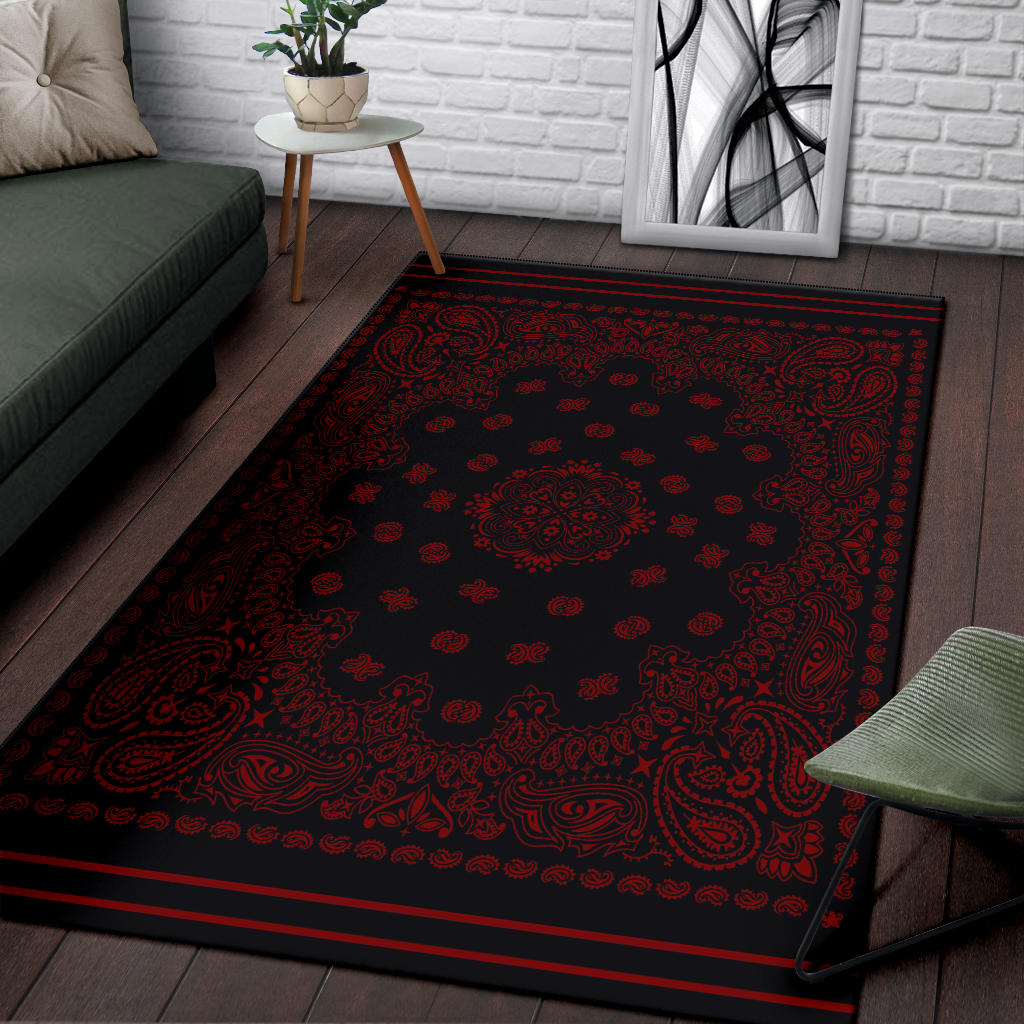 Area Rug One - Maroon on Black