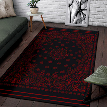 Area Rug One - Maroon on Black
