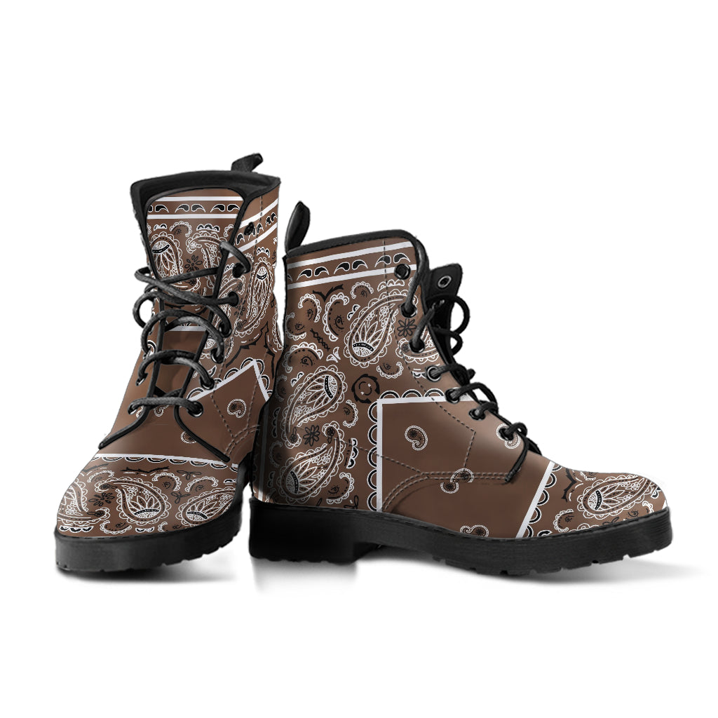 Men's Leather Bandana Boot - Coffee