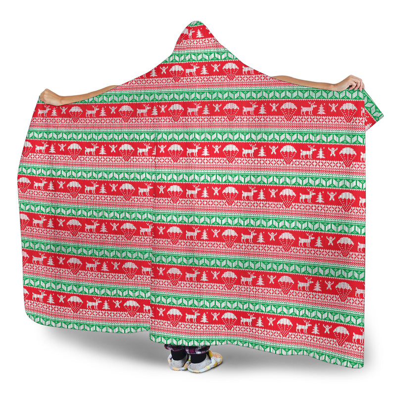 Christmas Hooded Blanket - Adults and Kids Beautiful Red Christmas