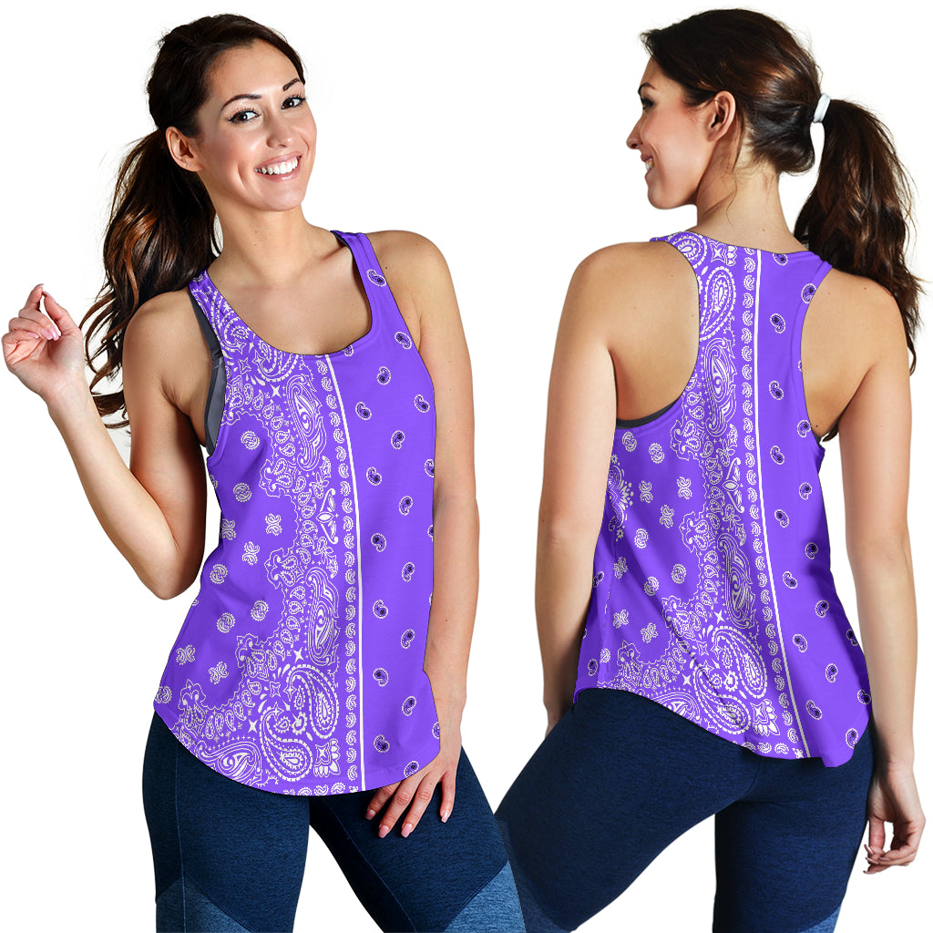 Women's Racerback Tank - Offset White on Purple