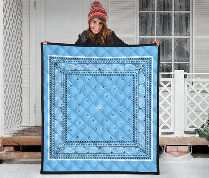 Quilt 4 White and Black Lt Blue Bandana Quilt