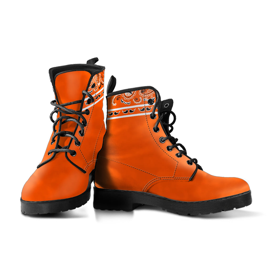 Banded Orange Leather Bandana Boot