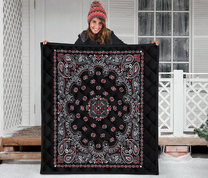 Quilt 2 Red White on Black Bandana Style