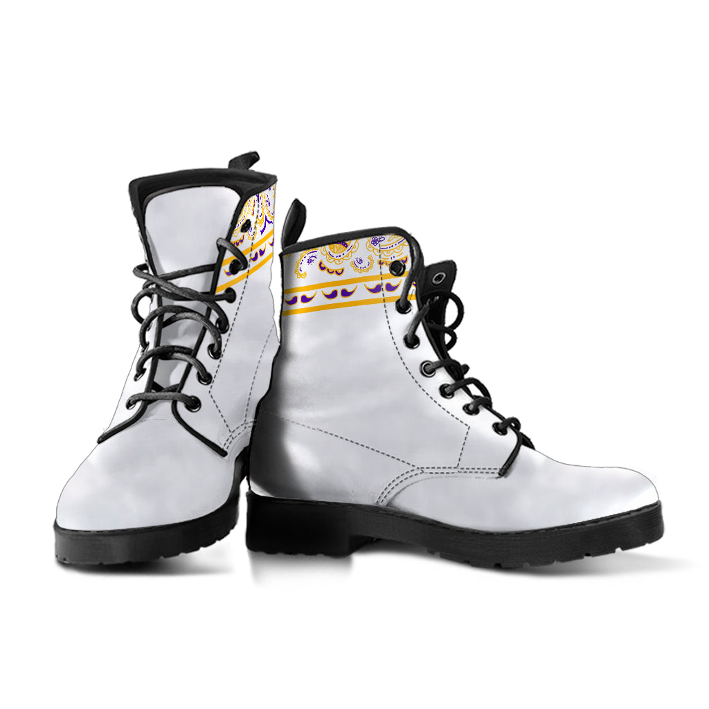 Banded White Leather Bandana Boot