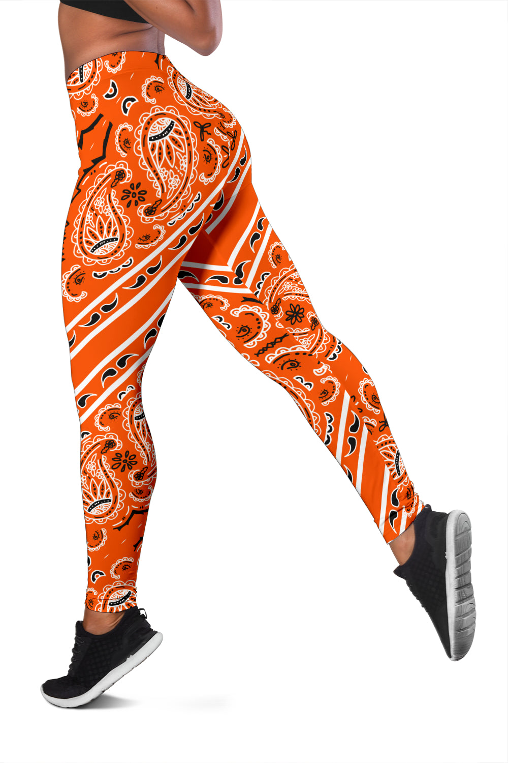 Women's Leggings - Bright Orange Total Bandana