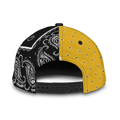 Classic Cap - Bandana Style Black Gold Panels