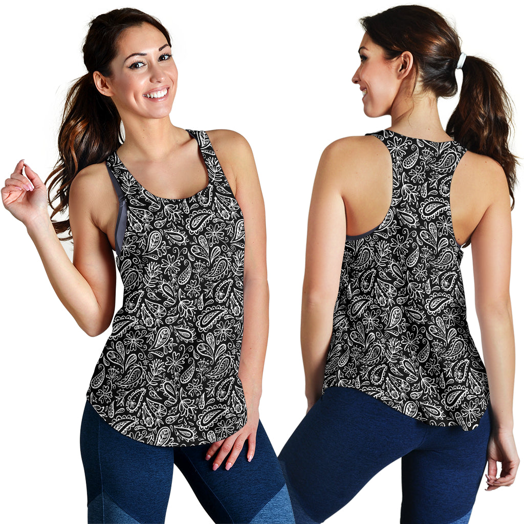 Women's Racerback Tank - Black Paisley