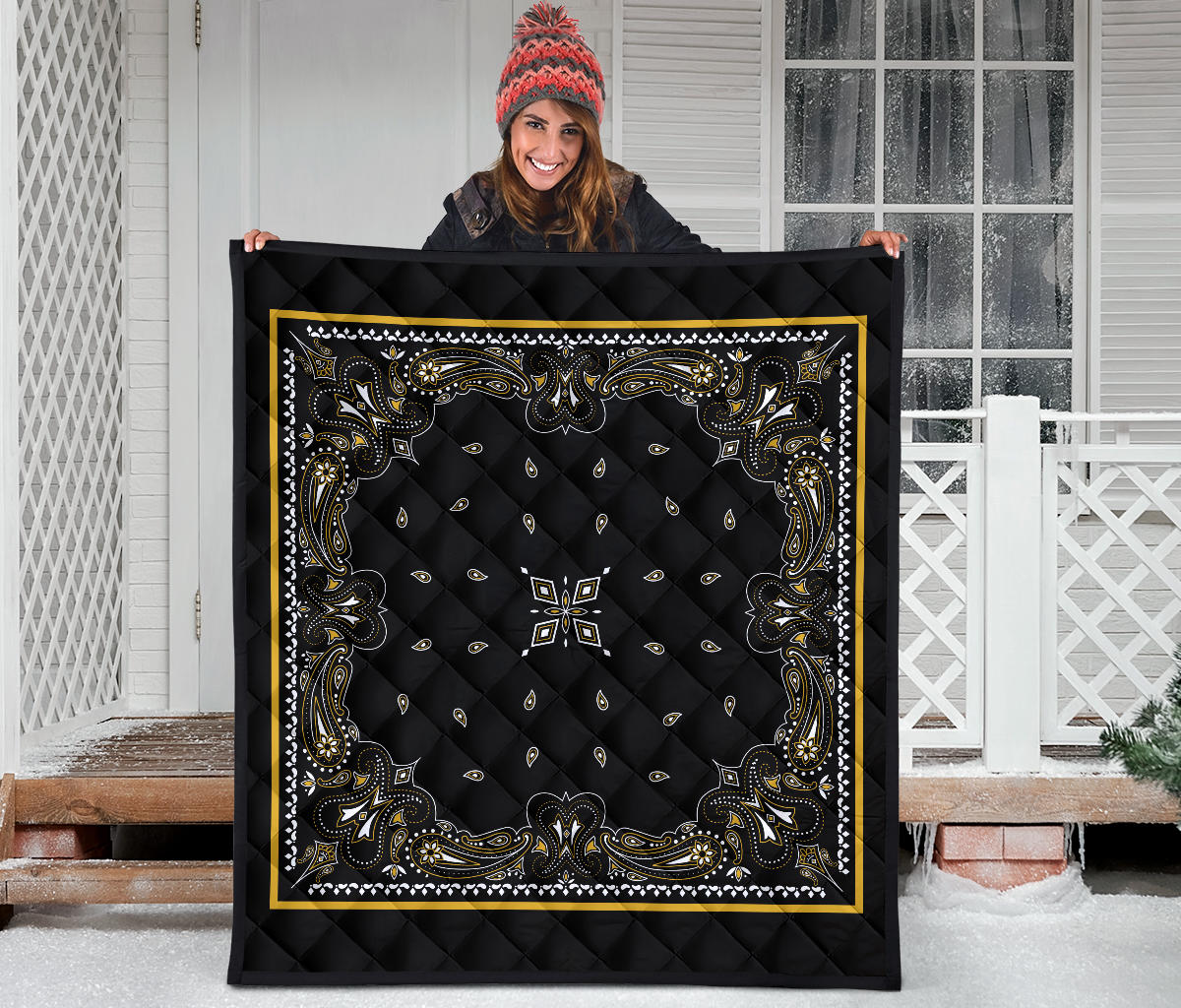 Quilt 5 Black Gold Bandana Quilt