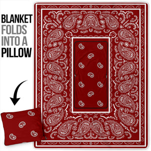 Pillow Blanket - Traditional Maroon and White
