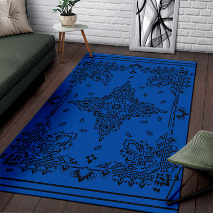 Area Rug Two - Black on Cobalt