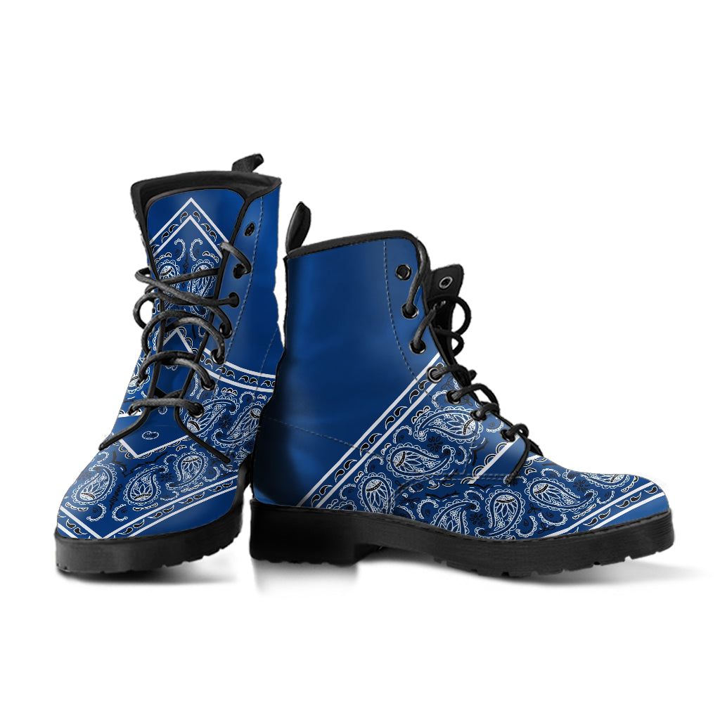 Flying V Leather Bandana Boot - Navy