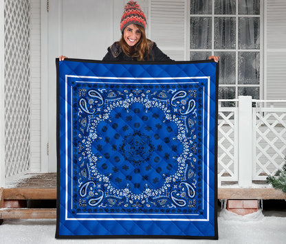Quilt 2 Black Bandana on Blue White Sq.