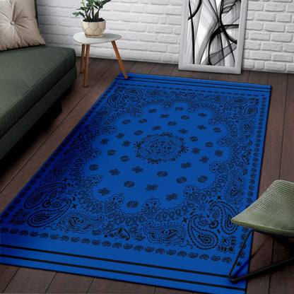 Area Rug One - Black on Cobalt