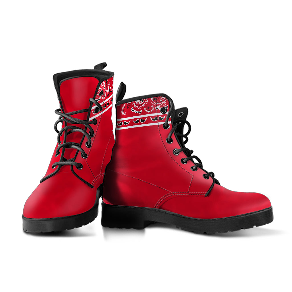 Banded Red Leather Bandana Boot