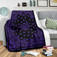 Ultra Plush 2 Purple on Black Bandana Throw Blanket