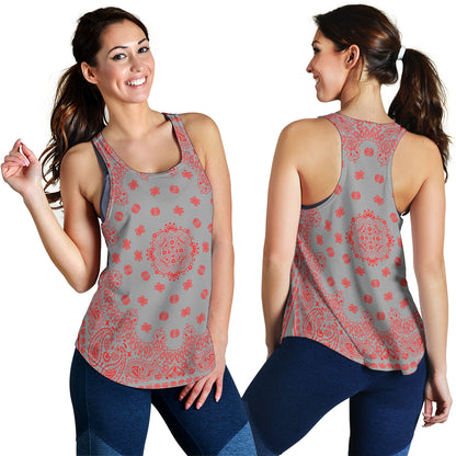 Women's Racerback Tank - Red Bandana on Gray
