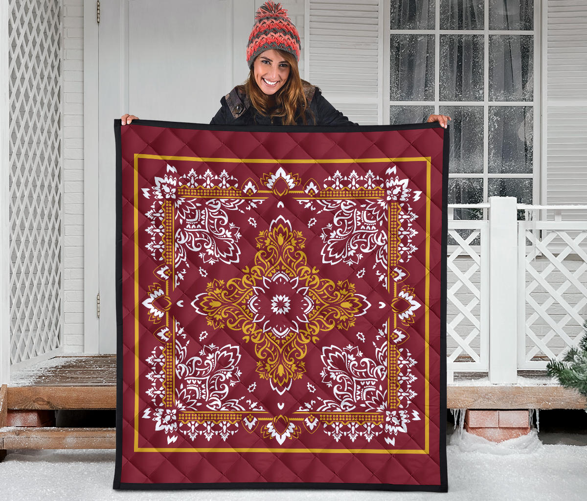 Quilt 3 Gold White Bandana Quilt