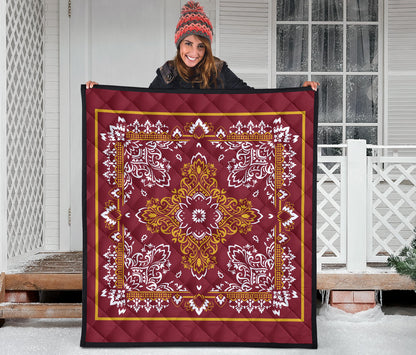 Quilt 3 Gold White Bandana Quilt