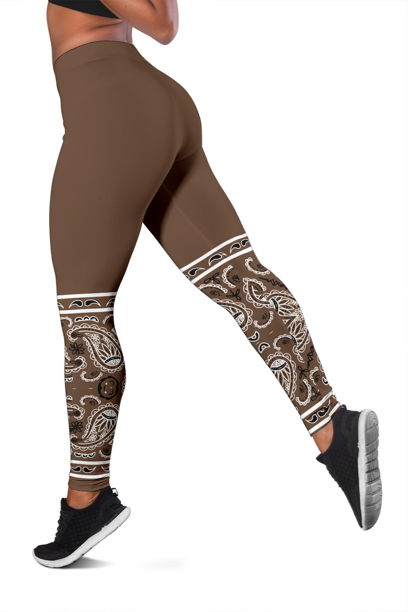 Women's Leggings - Coffee Brown Bandana