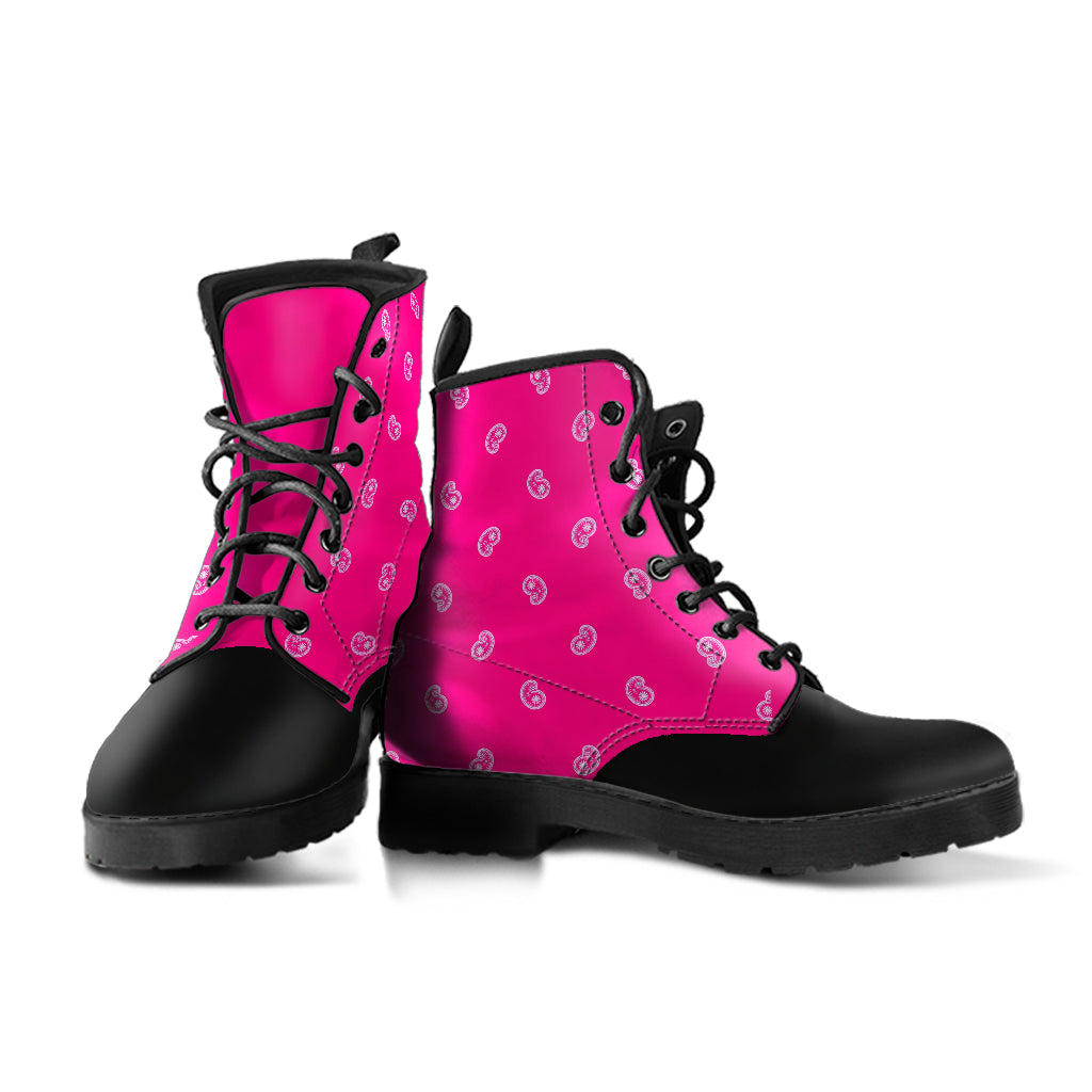 Men's Leather Bandana Boot - Blck/Brt Pink