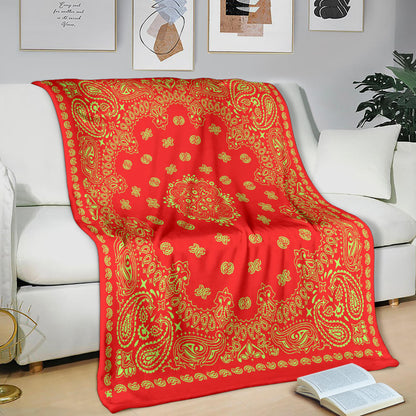 Ultra Plush 2 Lime on Red Bandana Throw Blanket