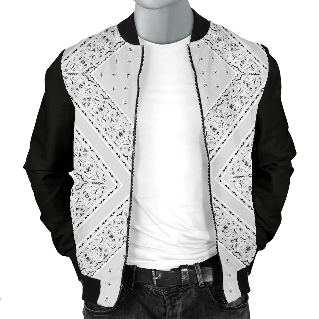 Men's Light Gray X Bandana Bomber Jacket