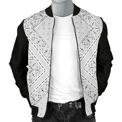 Men's Light Gray X Bandana Bomber Jacket