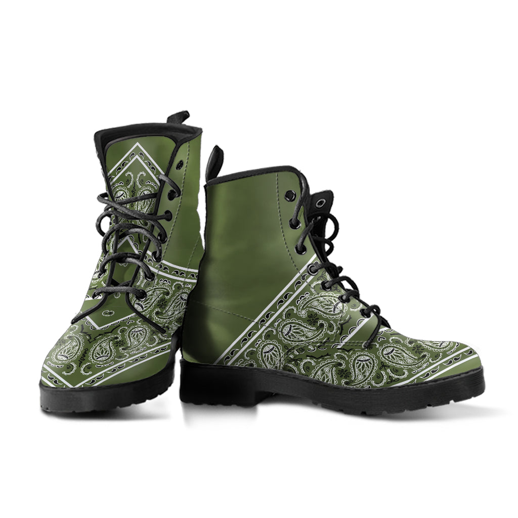 Flying V Leather Bandana Boot - Army Green