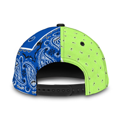 Classic Cap - Bandana Style Lime Cobalt Panels