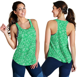 Women's Racerback Tank - White on Green