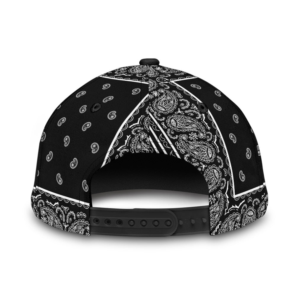 Classic Cap - 6 Square White on Black
